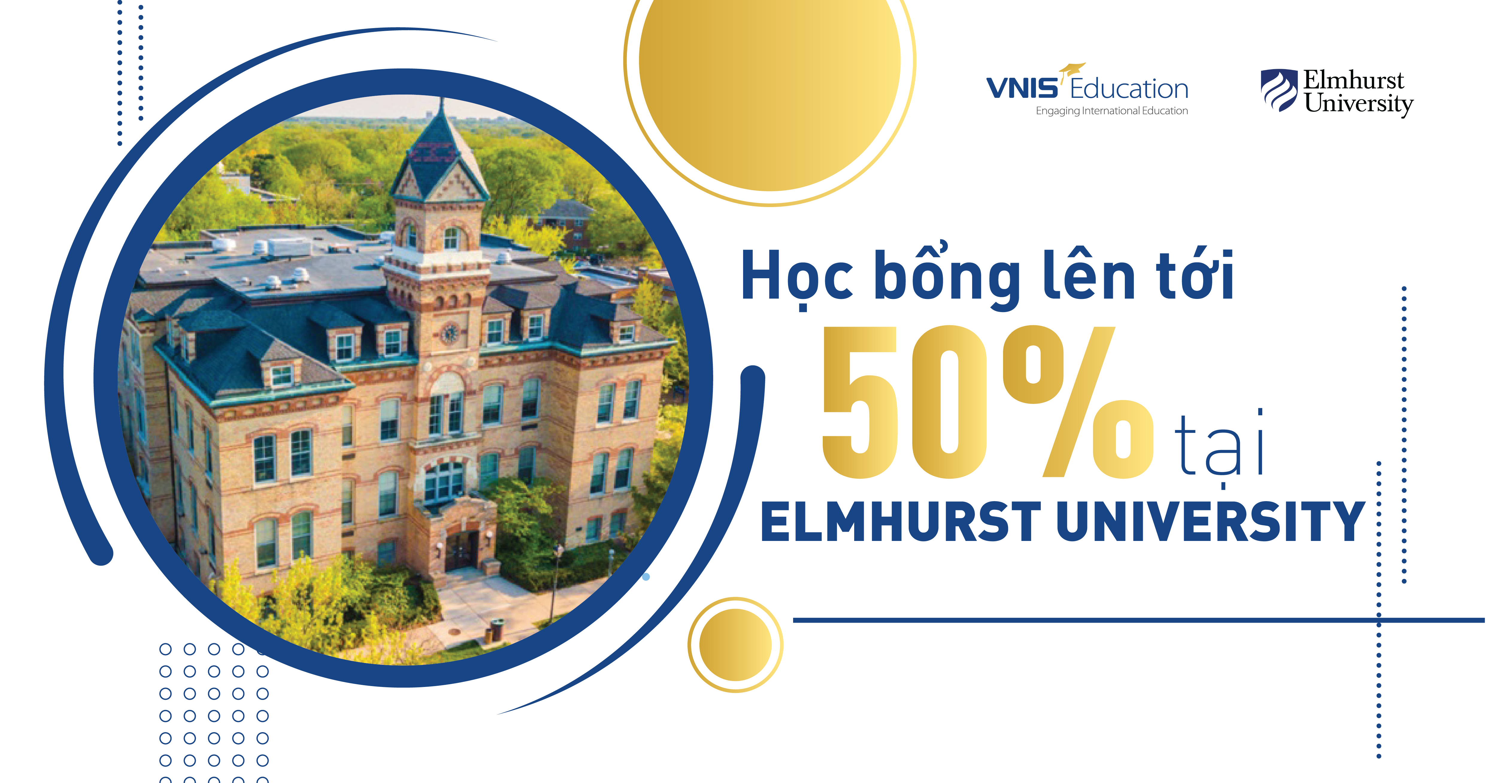Học bổng lên đến 50% học phí và sinh hoạt phí tại Elmhurst University