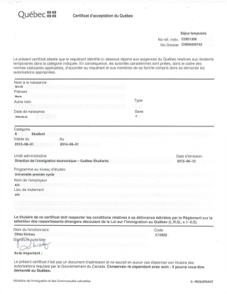 Chứng chỉ Chứng nhận Du học Quebec (CAQ)