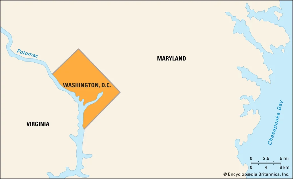 Washington DC locator map united states city