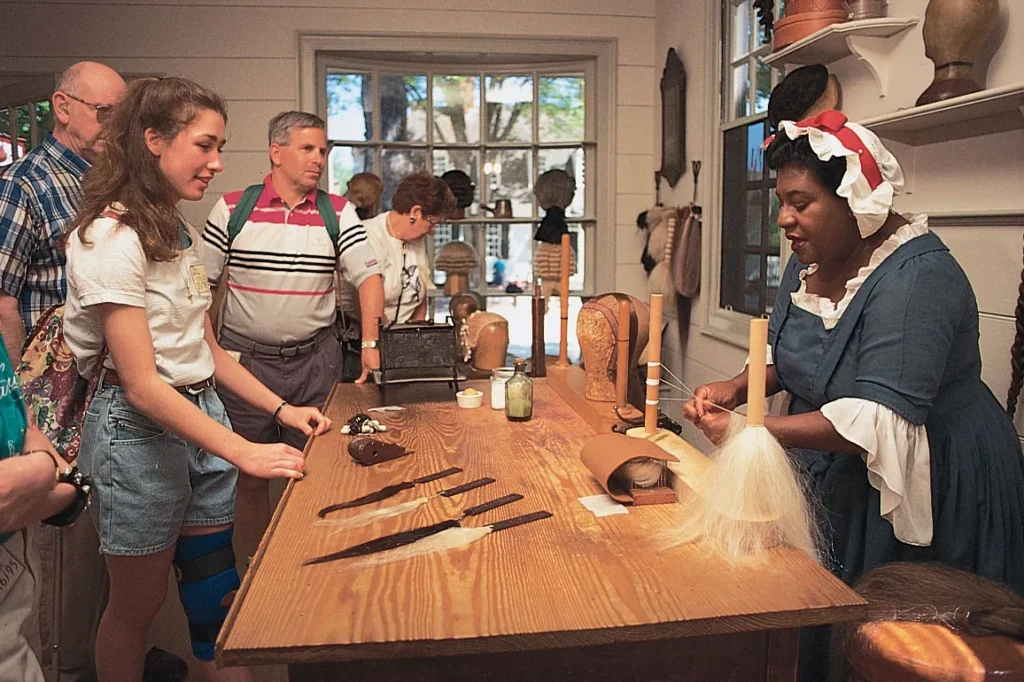 museum interpreter wig art Colonial Williamsburg Virginia